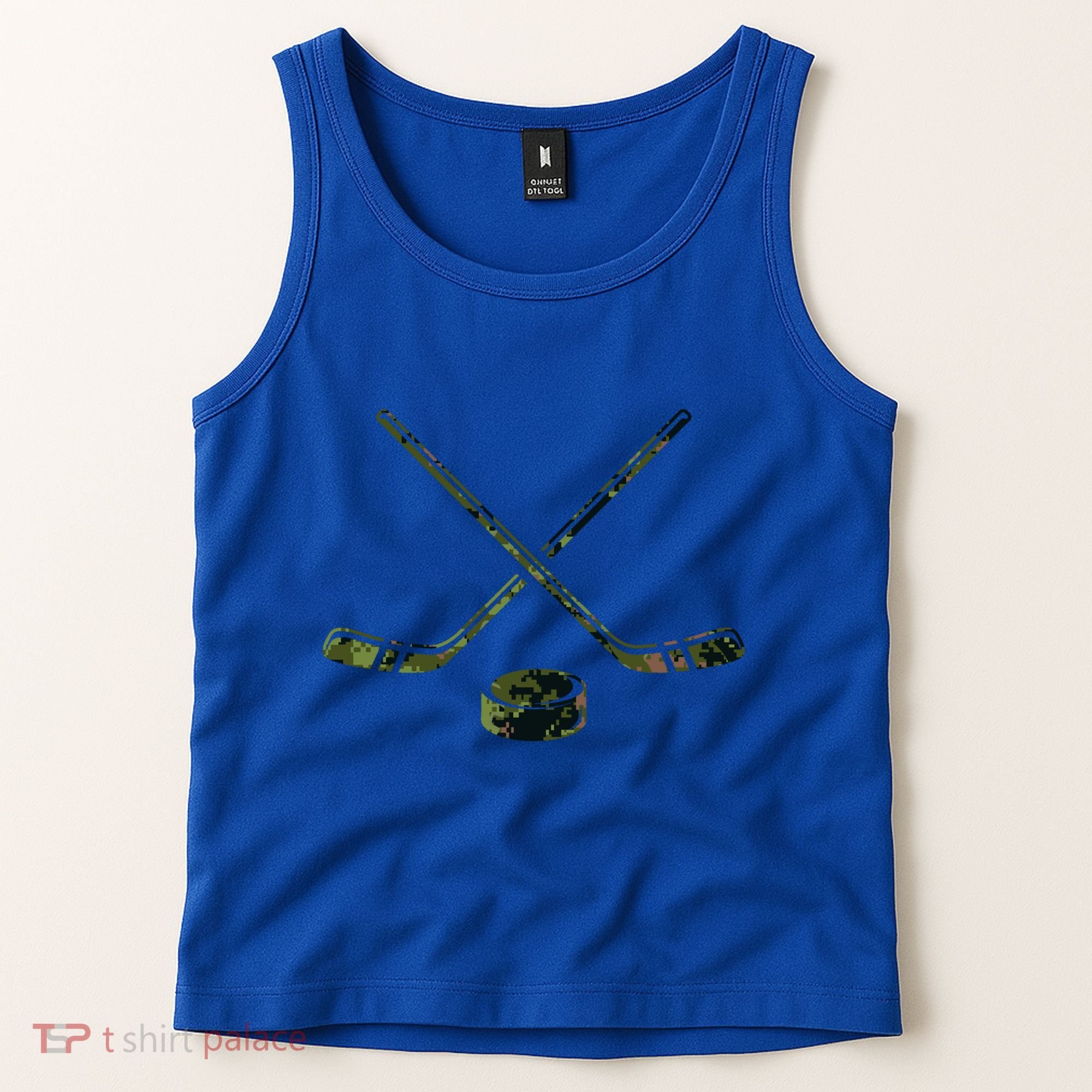 Green Camo Hockey Green Camouflage Hockey Sticks Gift Tank Top