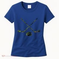 Green Camo Hockey Green Camouflage Hockey Sticks Gift Women's T-Shirt thumb 0