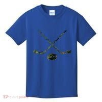 Green Camo Hockey Green Camouflage Hockey Sticks Gift Kids T-Shirt thumb 0