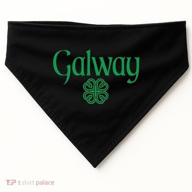 Galway Clover Hearts Irish Text Green USA-Made Doggie Bandana