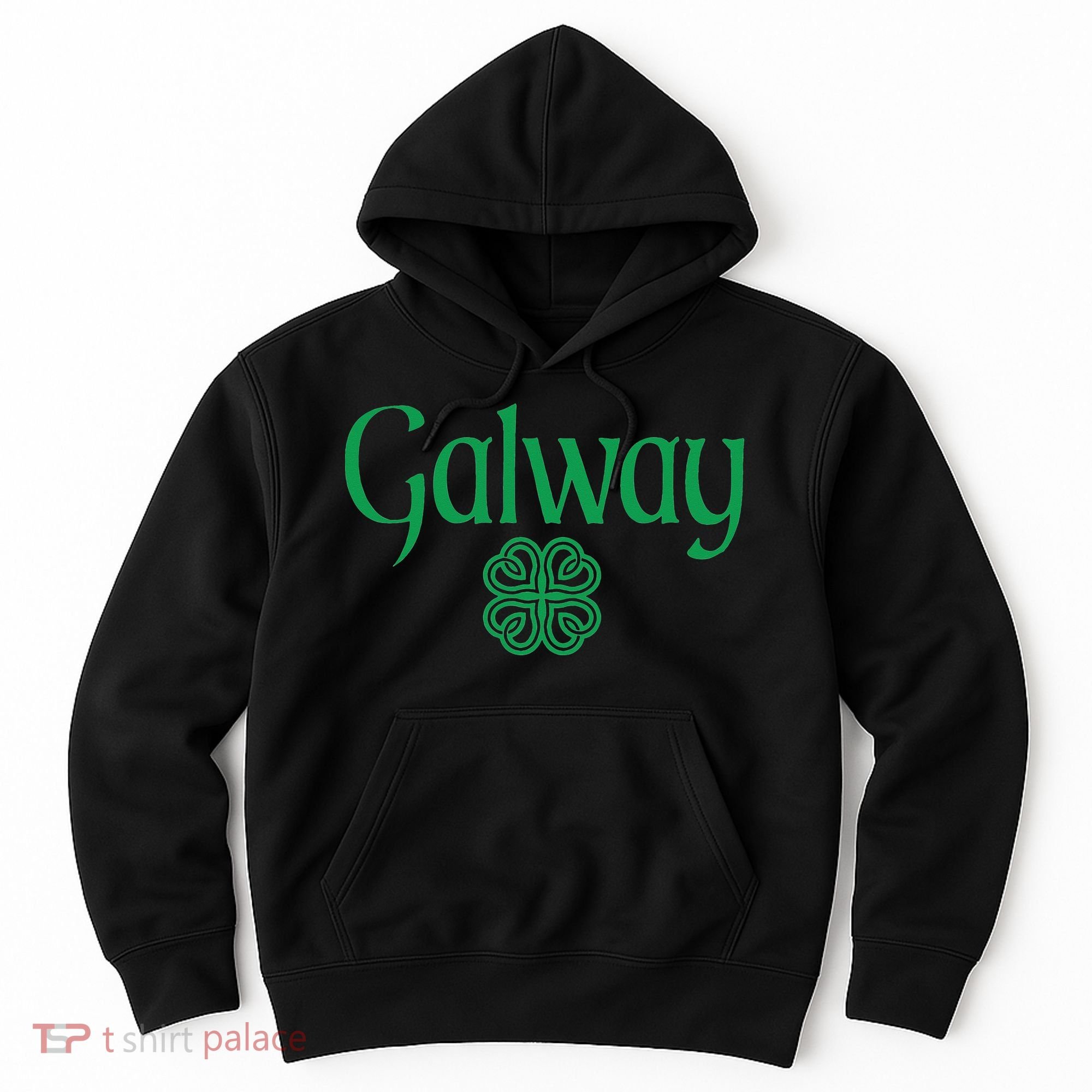 Galway Clover Hearts Irish Text Green Hoodie