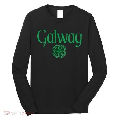 Galway Clover Hearts Irish Text Green Long Sleeve Shirt