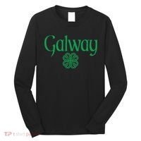 Galway Clover Hearts Irish Text Green Long Sleeve Shirt thumb 0