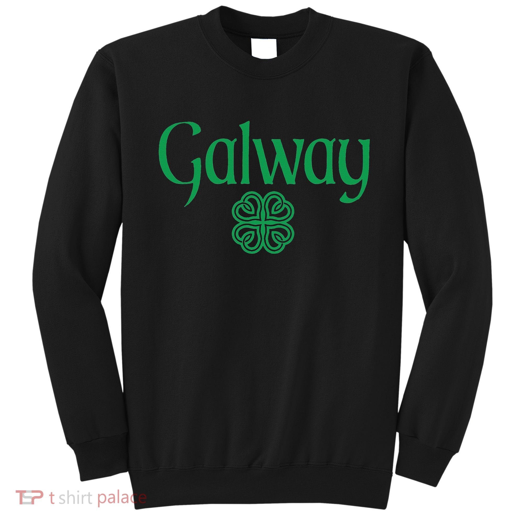 Galway Clover Hearts Irish Text Green Sweatshirt