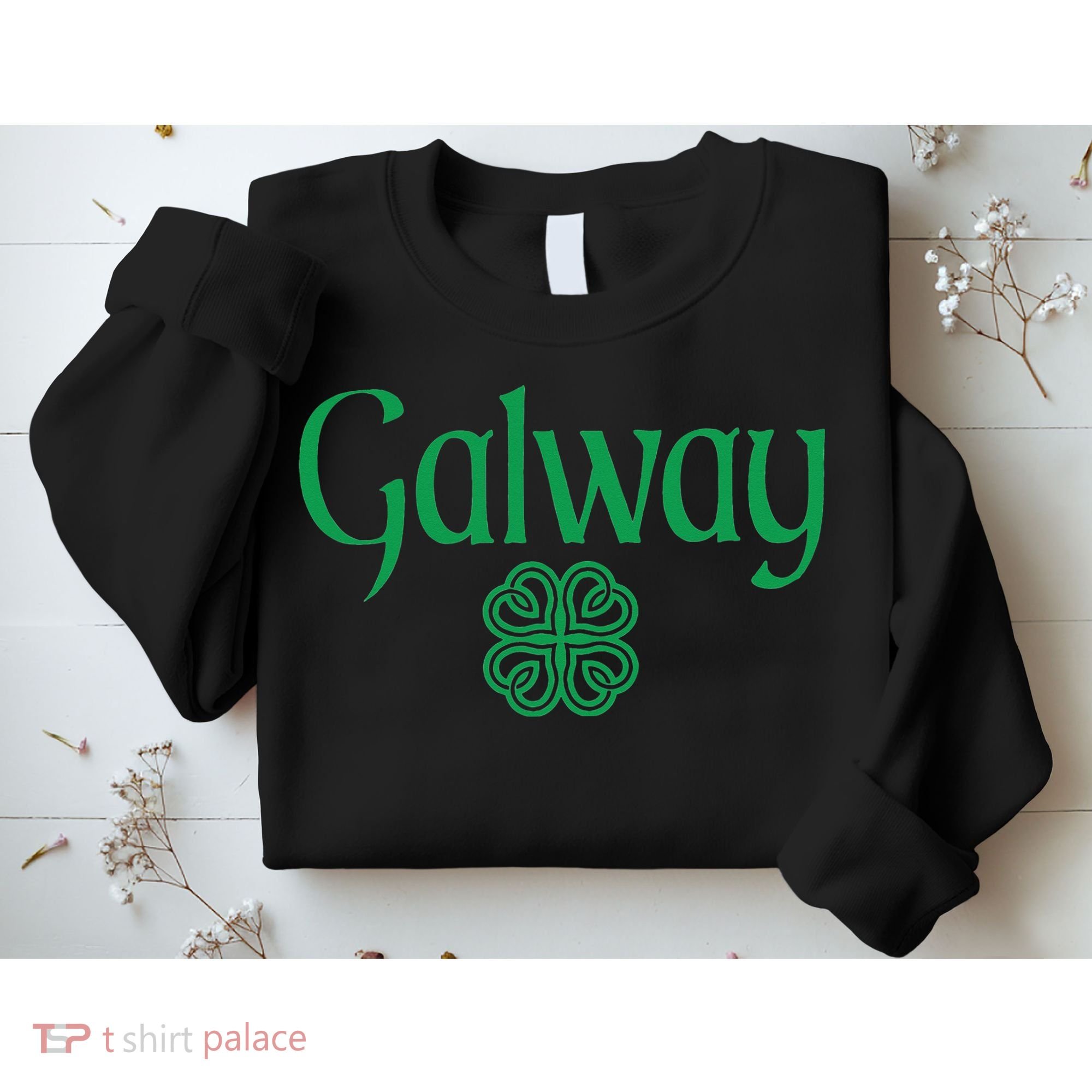 Galway Clover Hearts Irish Text Green Sweatshirt