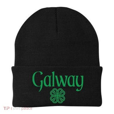 Galway Clover Hearts Irish Text Green Beanie
