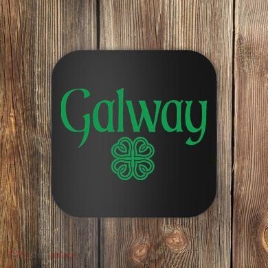 Galway Clover Hearts Irish Text Green Coaster