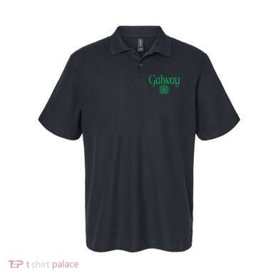 Galway Clover Hearts Irish Text Green Polo