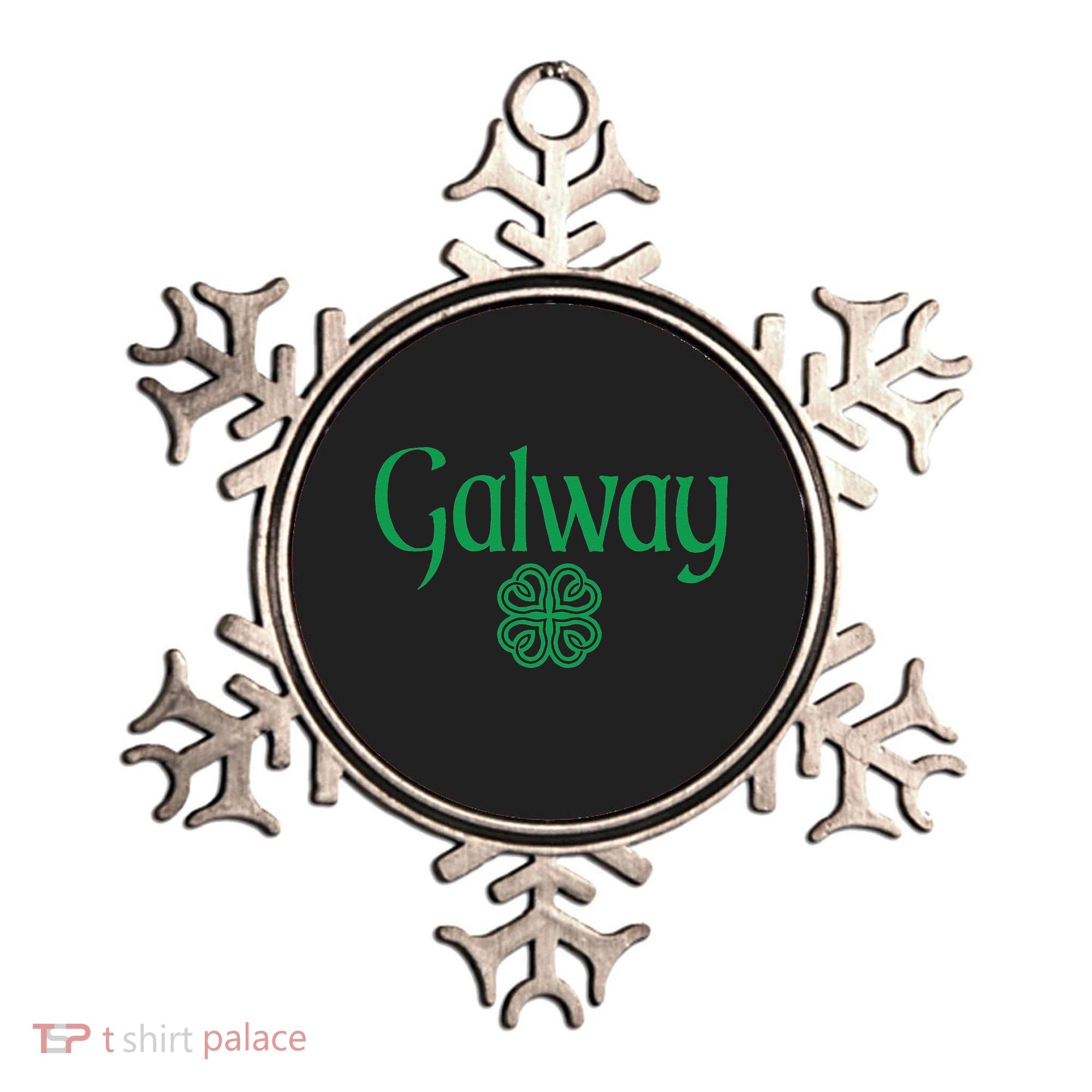 Galway Clover Hearts Irish Text Green Ornament