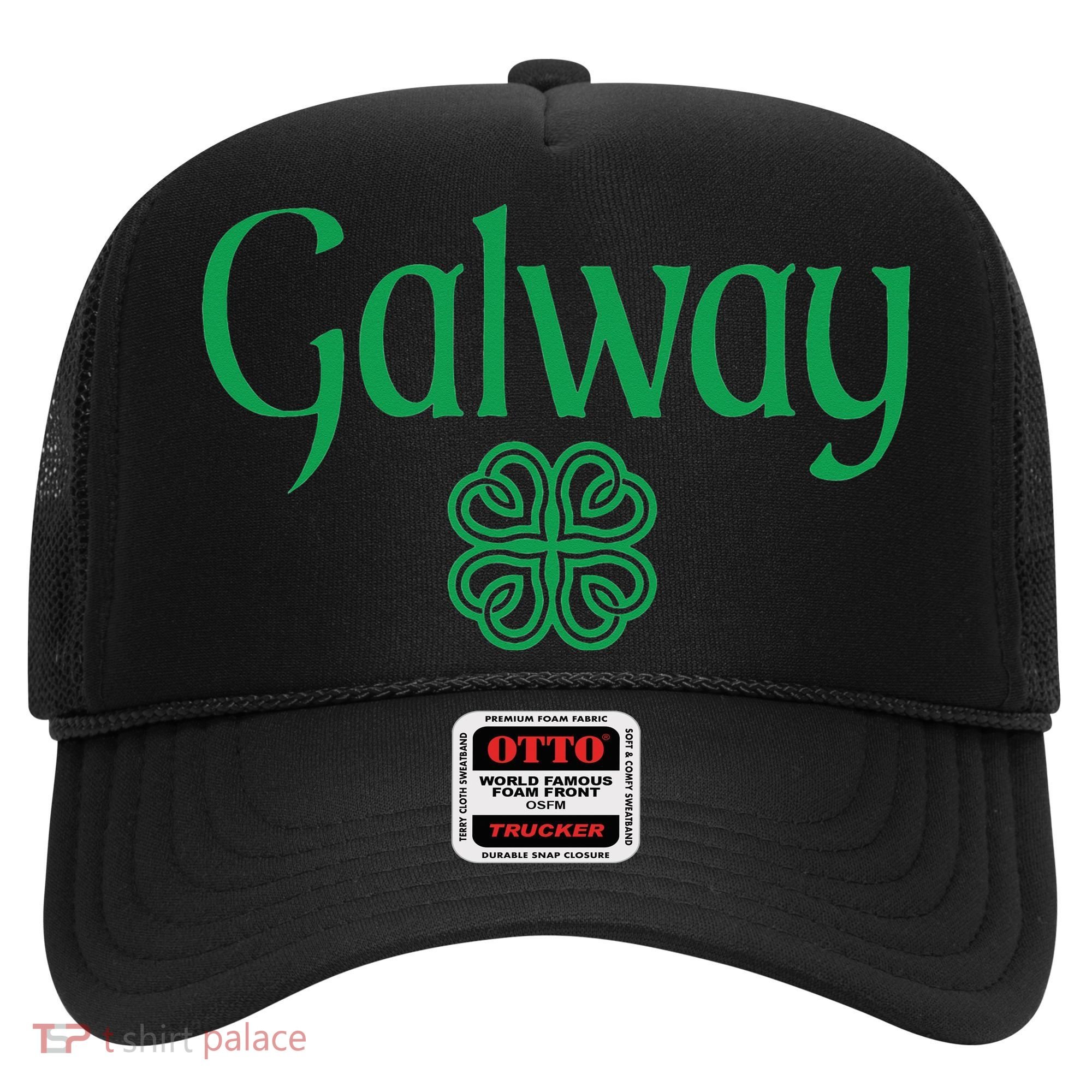 Galway Clover Hearts Irish Text Green Hat