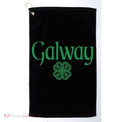 Galway Clover Hearts Irish Text Green Golf Towel