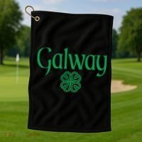 Galway Clover Hearts Irish Text Green Golf Towel thumb 1