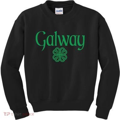 Galway Clover Hearts Irish Text Green Kids Sweatshirt