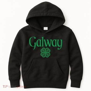 Galway Clover Hearts Irish Text Green Kids Hoodie