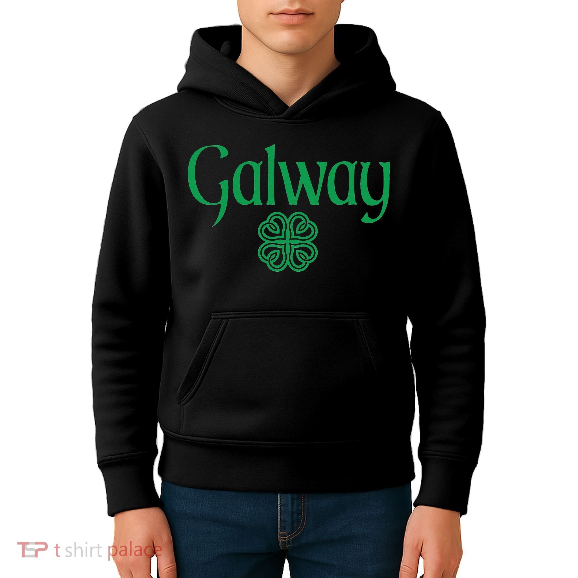 Galway Clover Hearts Irish Text Green Kids Hoodie