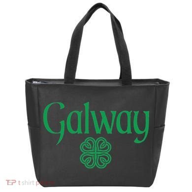 Galway Clover Hearts Irish Text Green Tote Bag