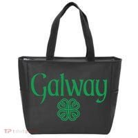 Galway Clover Hearts Irish Text Green Tote Bag thumb 0