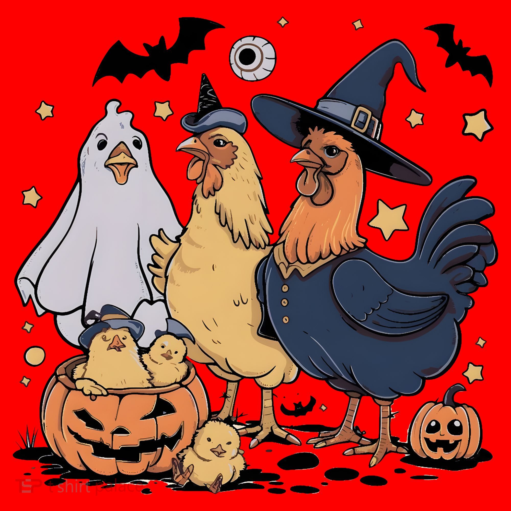 Ghost Chicken Halloween Santa Hat