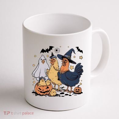 Ghost Chicken Halloween Coffee Mug back