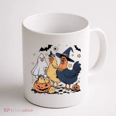 Ghost Chicken Halloween Coffee Mug back