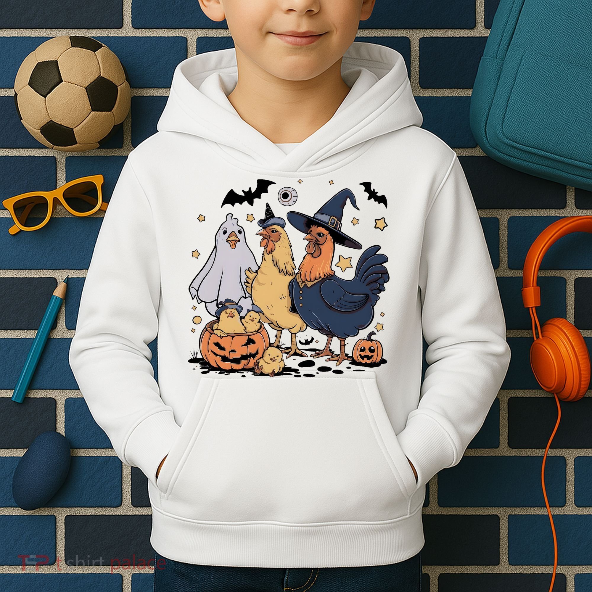 Ghost Chicken Halloween Kids Hoodie