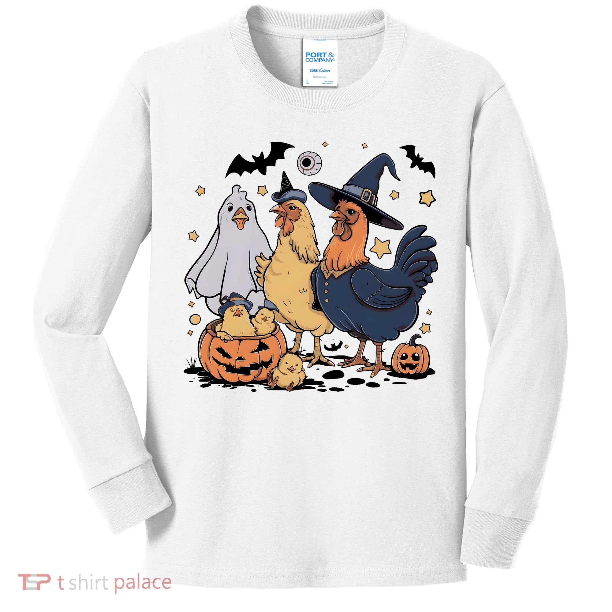 Ghost Chicken Halloween Kids Long Sleeve Shirt