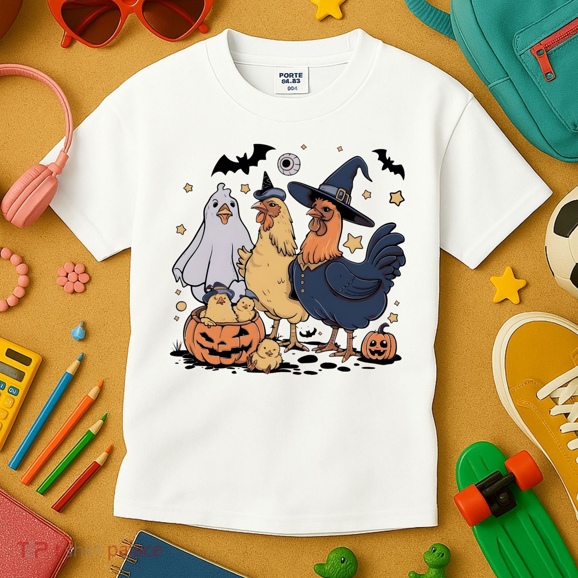 Ghost Chicken Halloween Kids T-Shirt