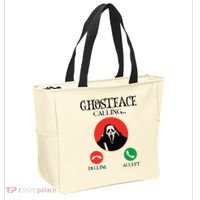Ghostface Calling Halloween Funny, Scream You Hang Up Tote Bag thumb 2
