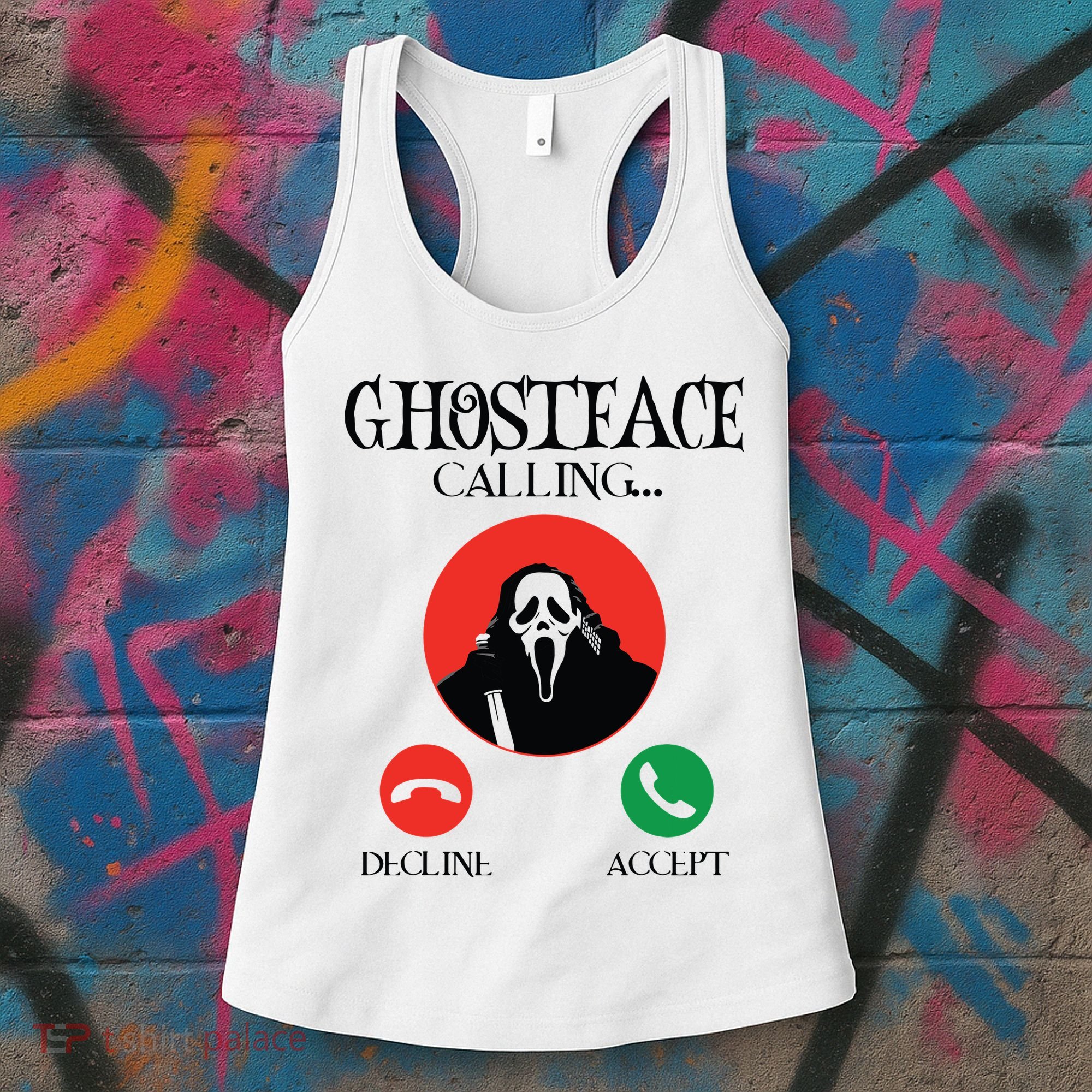 Ghostface Calling Halloween Funny, Scream You Hang Up Women's Tank Top