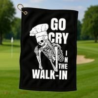 Go Cry In The Walkin Restaurant Kitchen Chef Work Joke Golf Towel thumb 1