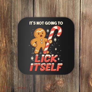 Gingerbread Candy Inappropriate Funny Christmas Graphic Coaster