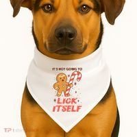 Gingerbread Candy Inappropriate Funny Christmas Graphic USA-Made Doggie Bandana thumb 1
