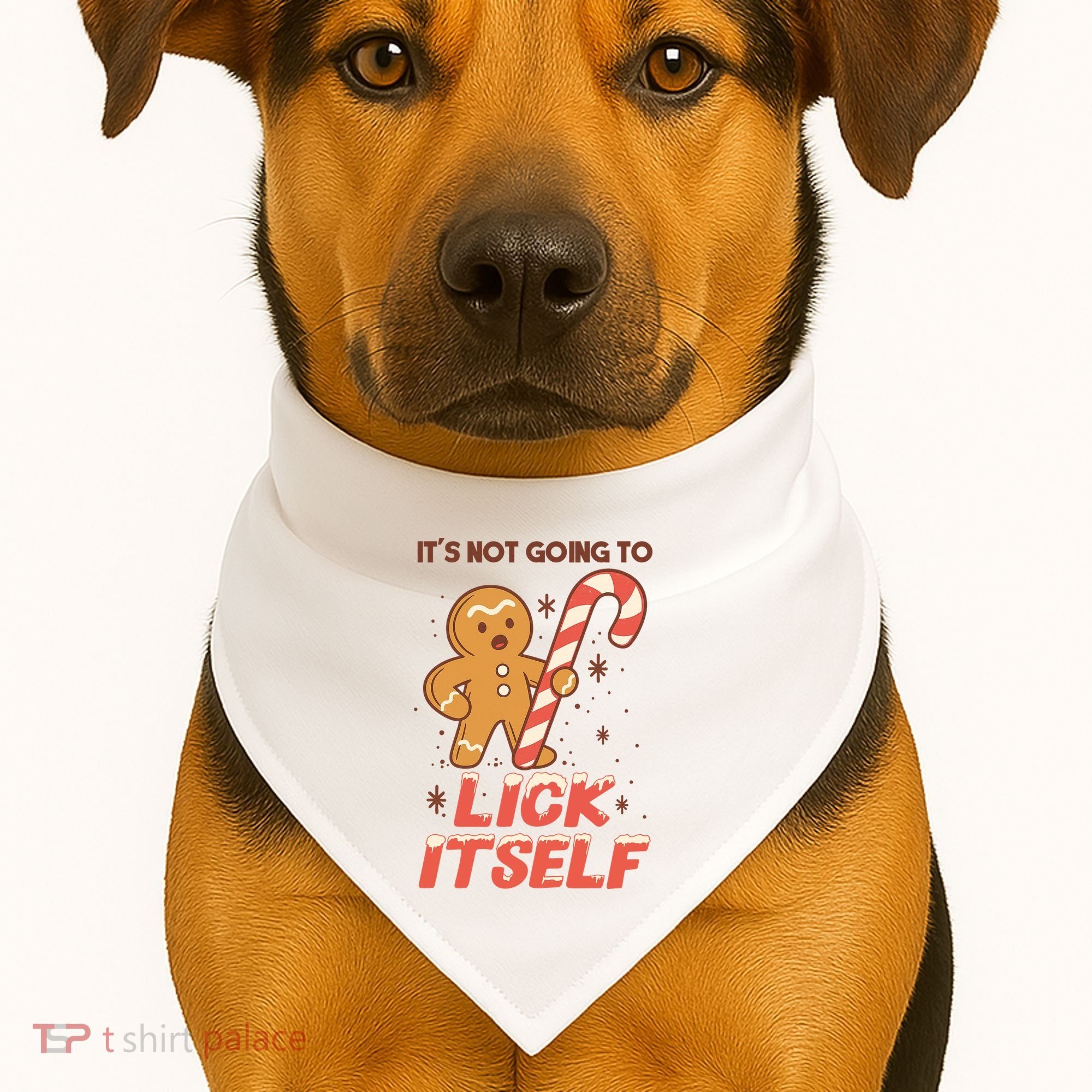 Gingerbread Candy Inappropriate Funny Christmas Graphic USA-Made Doggie Bandana