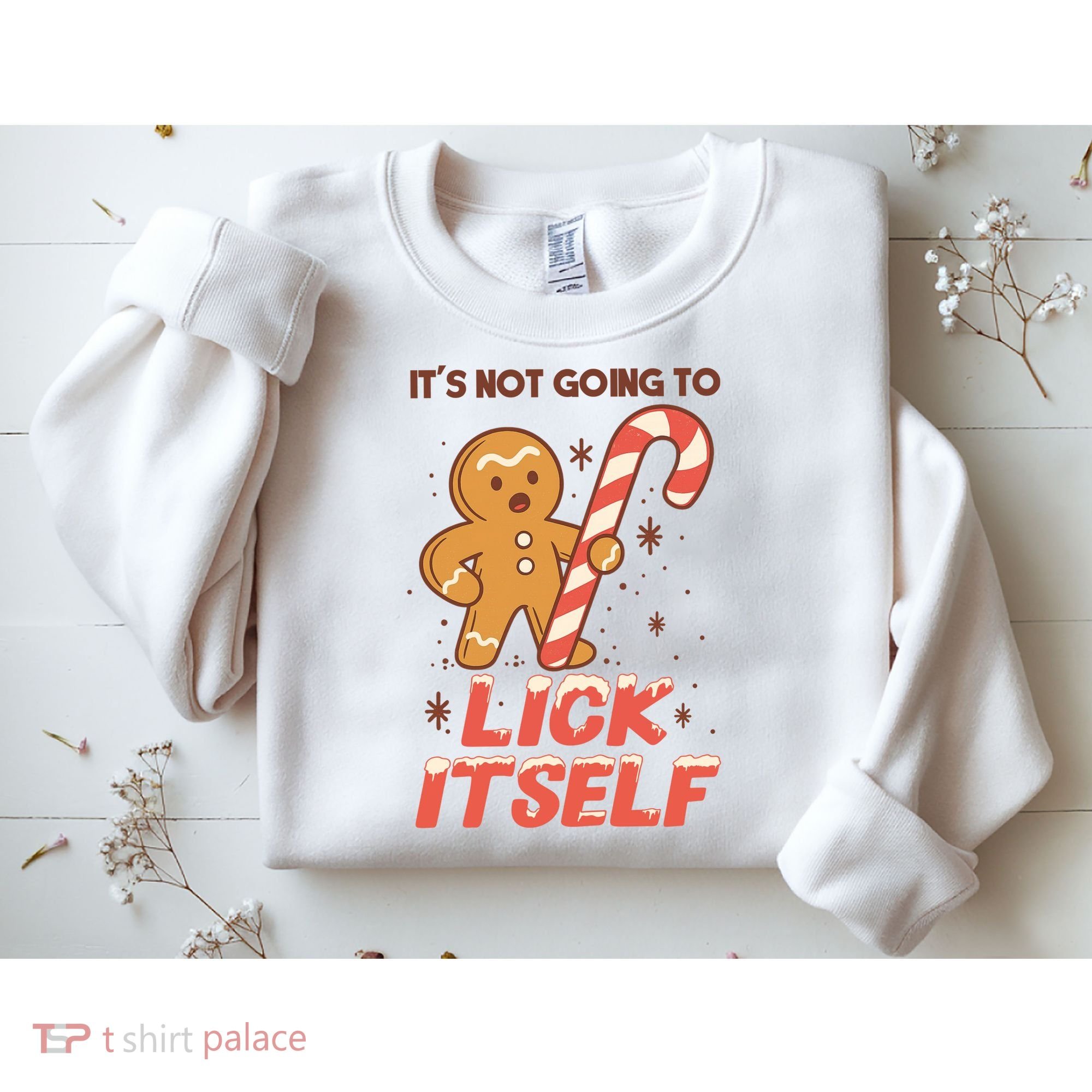Gingerbread Candy Inappropriate Funny Christmas Graphic Sweatshirt