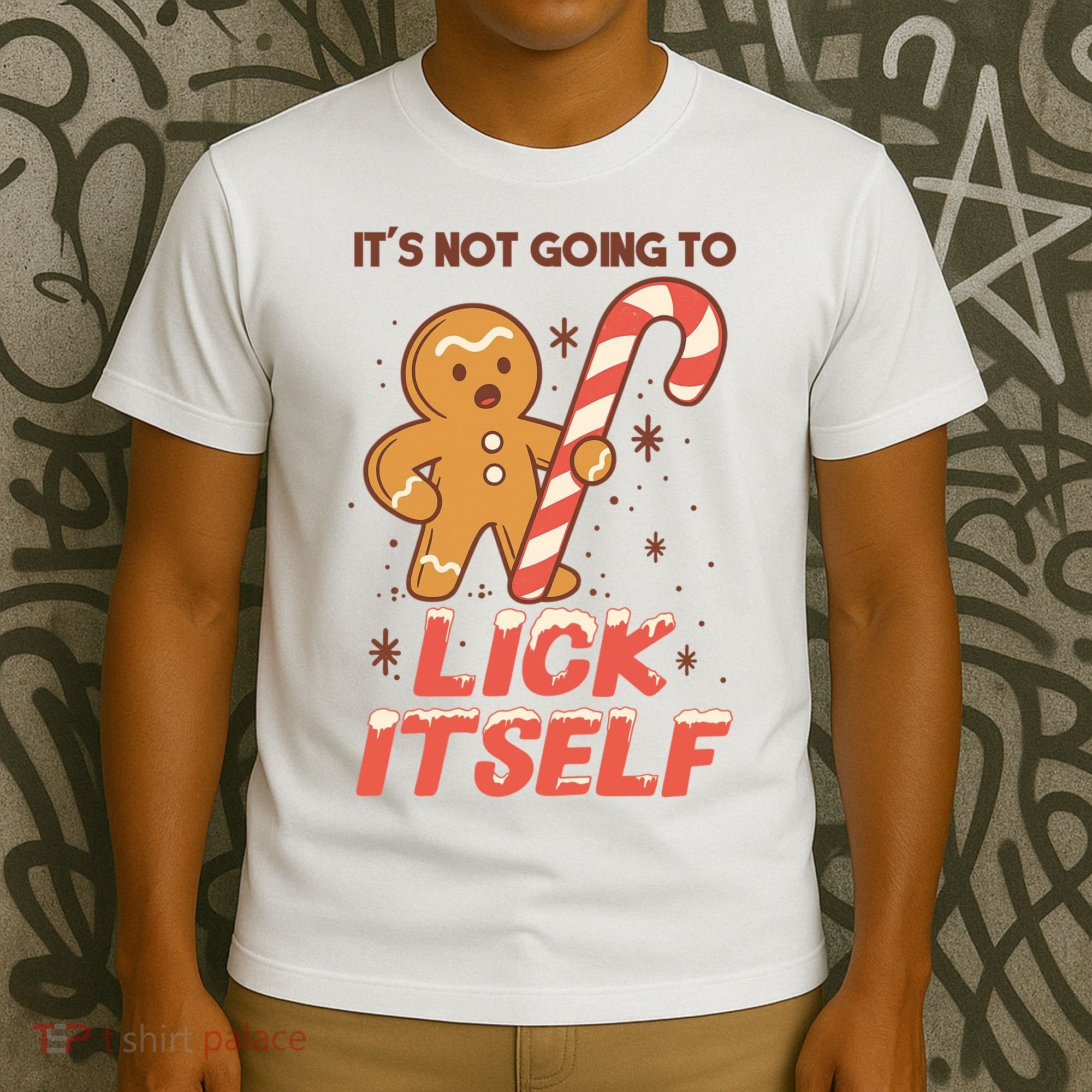 Gingerbread Candy Inappropriate Funny Christmas Graphic T-Shirt