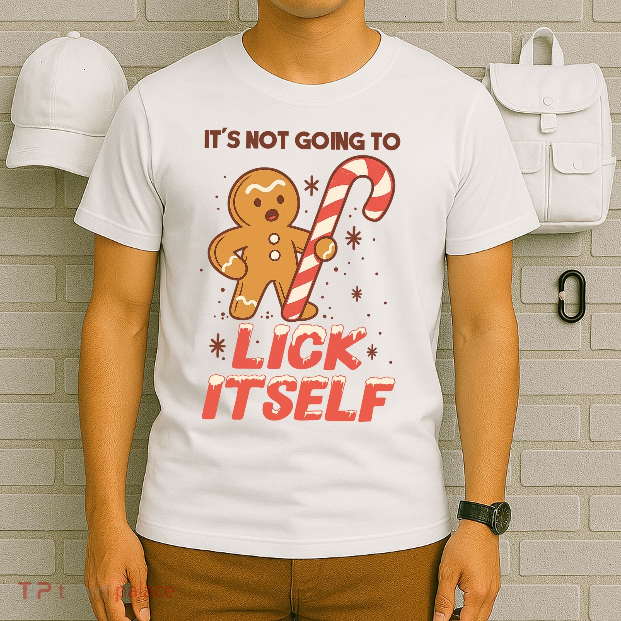 Gingerbread Candy Inappropriate Funny Christmas Graphic T-Shirt