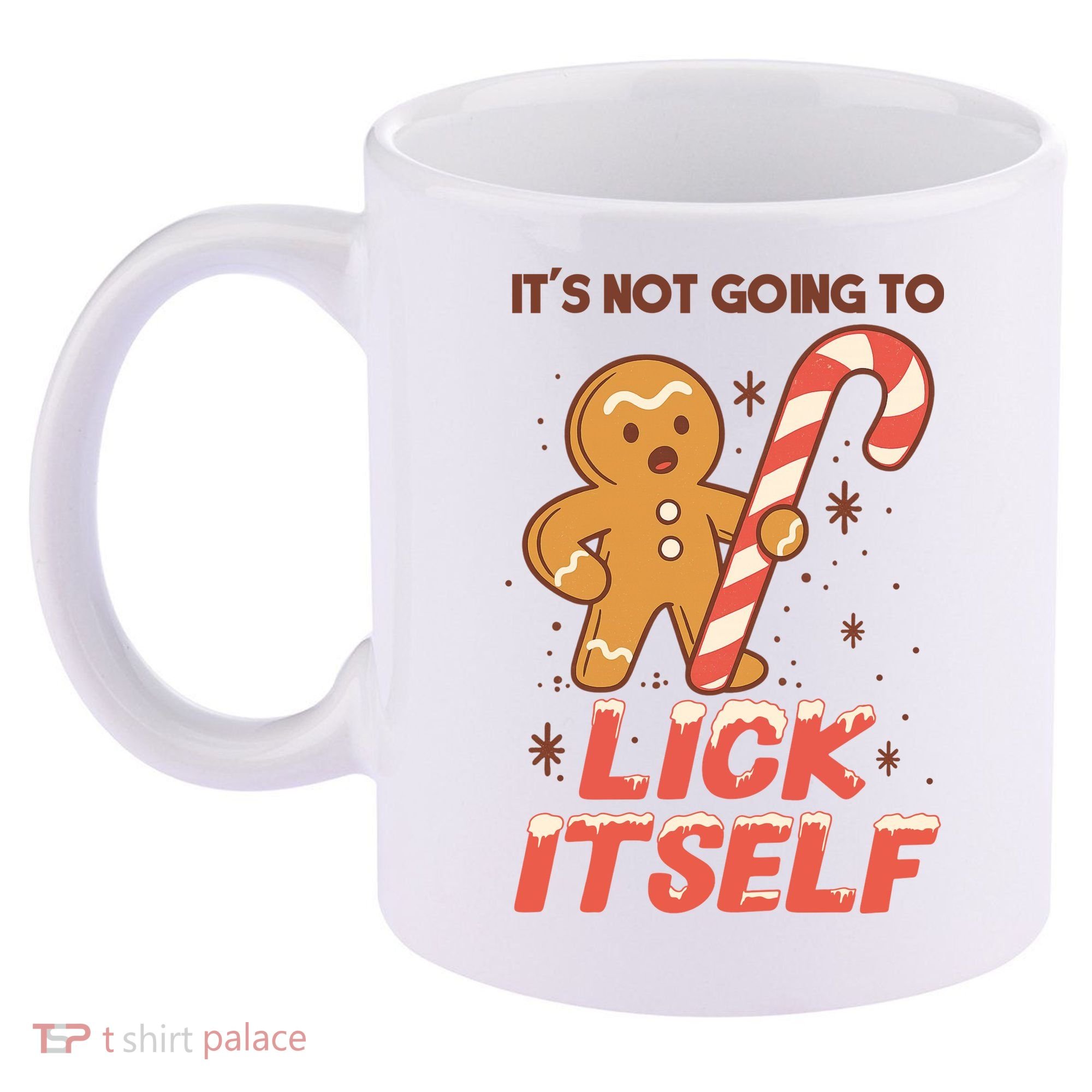 Gingerbread Candy Inappropriate Funny Christmas Graphic 11oz C Handle Ceramic Mug