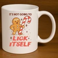 Gingerbread Candy Inappropriate Funny Christmas Graphic 11oz C Handle Ceramic Mug thumb 3