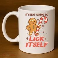 Gingerbread Candy Inappropriate Funny Christmas Graphic 11oz C Handle Ceramic Mug thumb 4
