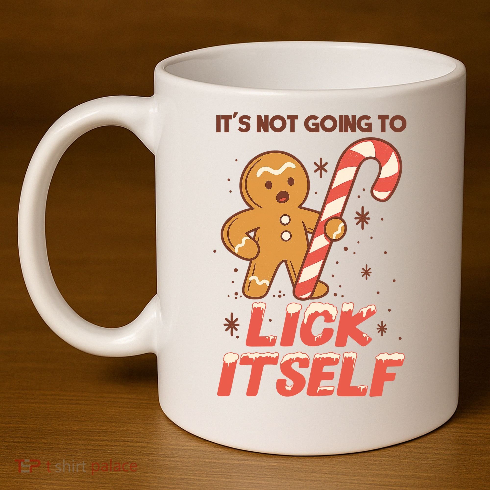 Gingerbread Candy Inappropriate Funny Christmas Graphic 11oz C Handle Ceramic Mug