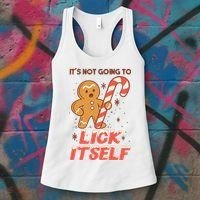 Gingerbread Candy Inappropriate Funny Christmas Graphic Women's Tank Top thumb 3