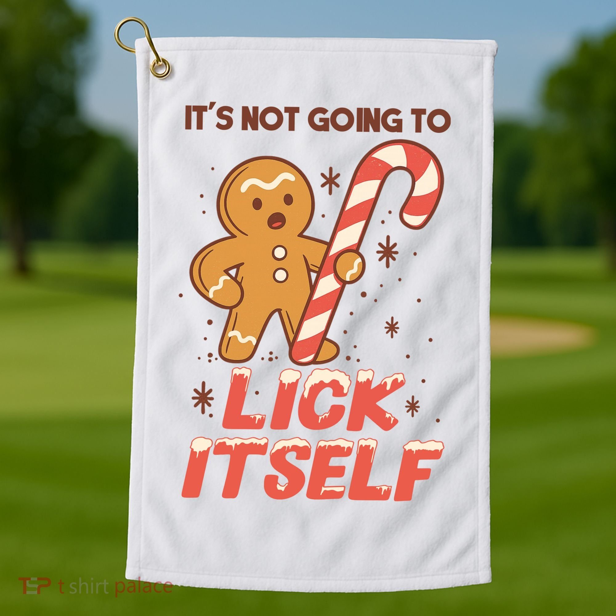 Gingerbread Candy Inappropriate Funny Christmas Graphic Golf Towel