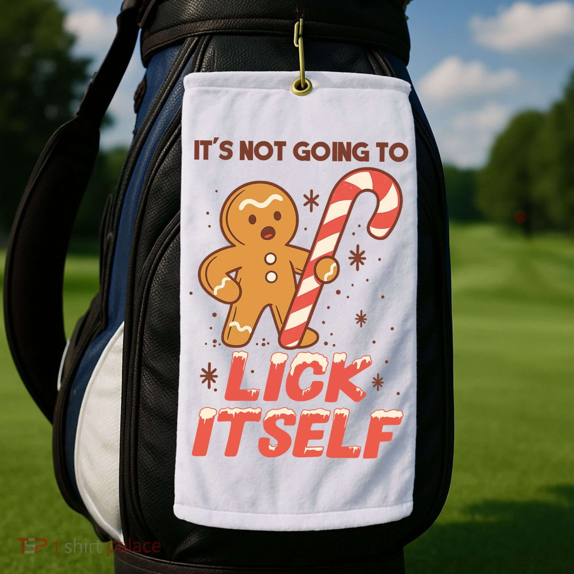 Gingerbread Candy Inappropriate Funny Christmas Graphic Golf Towel