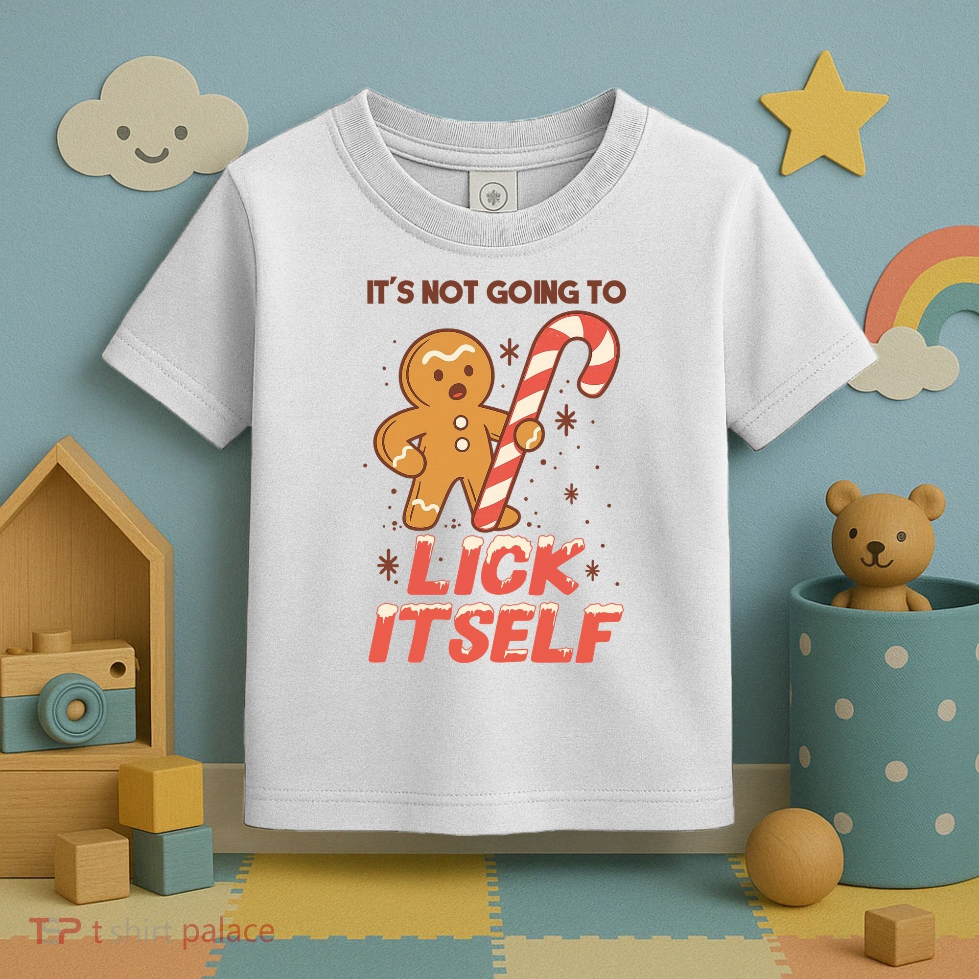 Gingerbread Candy Inappropriate Funny Christmas Graphic Toddler T-Shirt