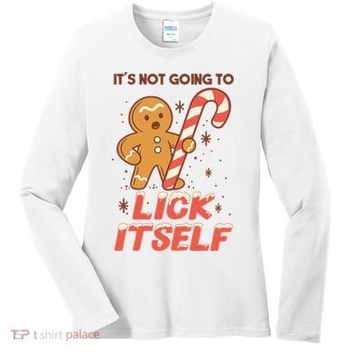 Gingerbread Candy Inappropriate Funny Christmas Graphic Women's Long Sleeve Shirt