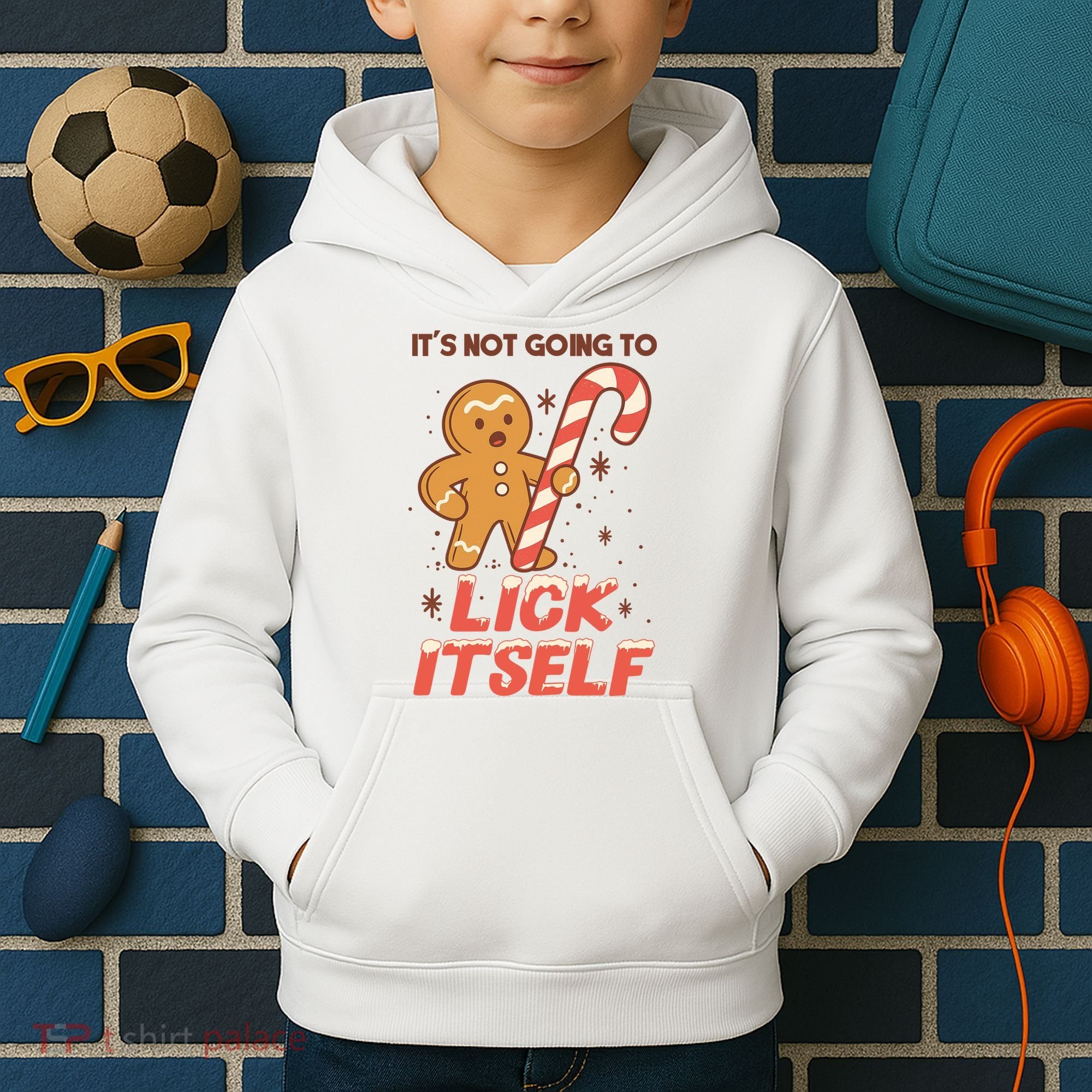 Gingerbread Candy Inappropriate Funny Christmas Graphic Kids Hoodie