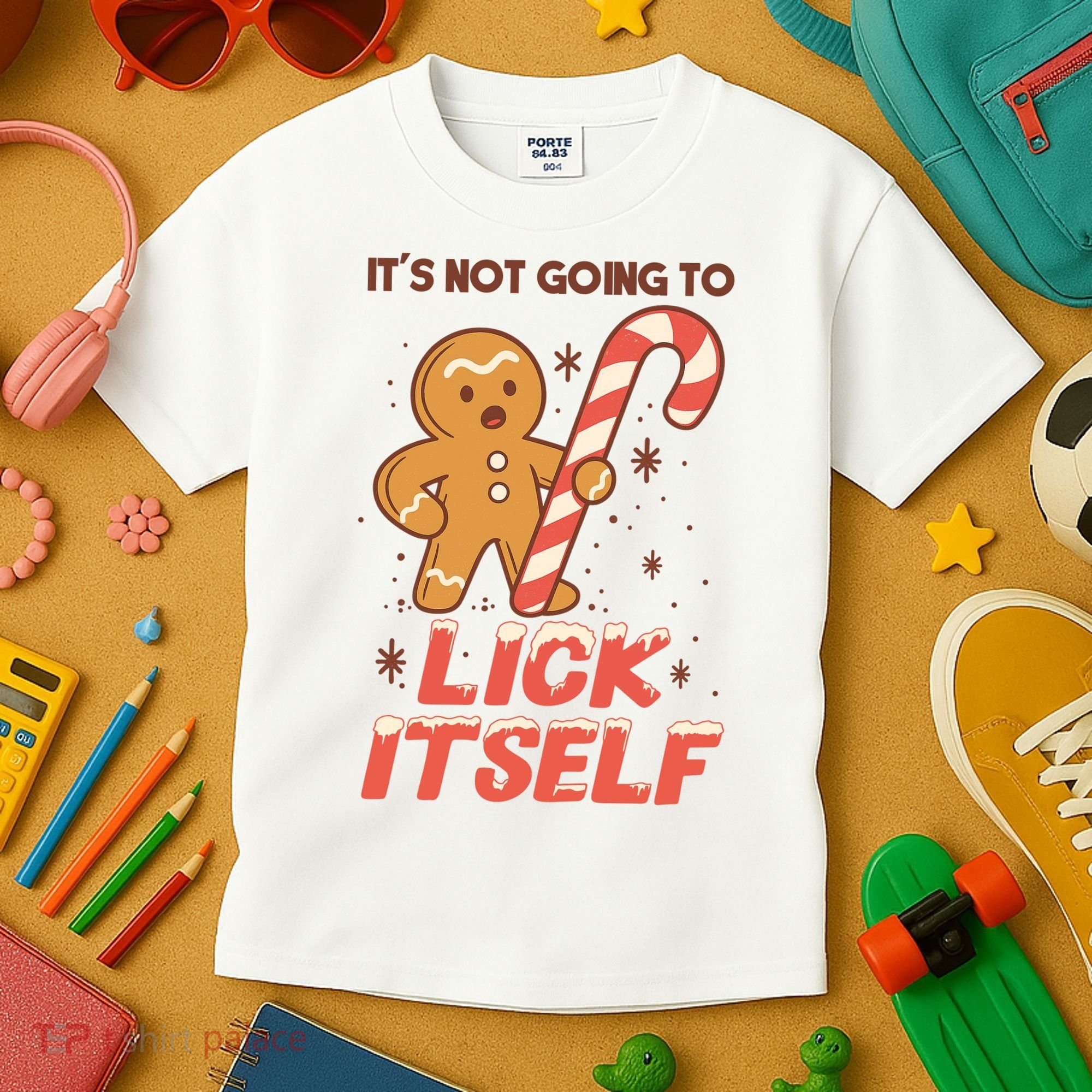 Gingerbread Candy Inappropriate Funny Christmas Graphic Kids T-Shirt