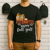 Gnomes Couple In Truck Pumpkin Spice Fall Yall Autumn Gnome T-Shirt thumb 6