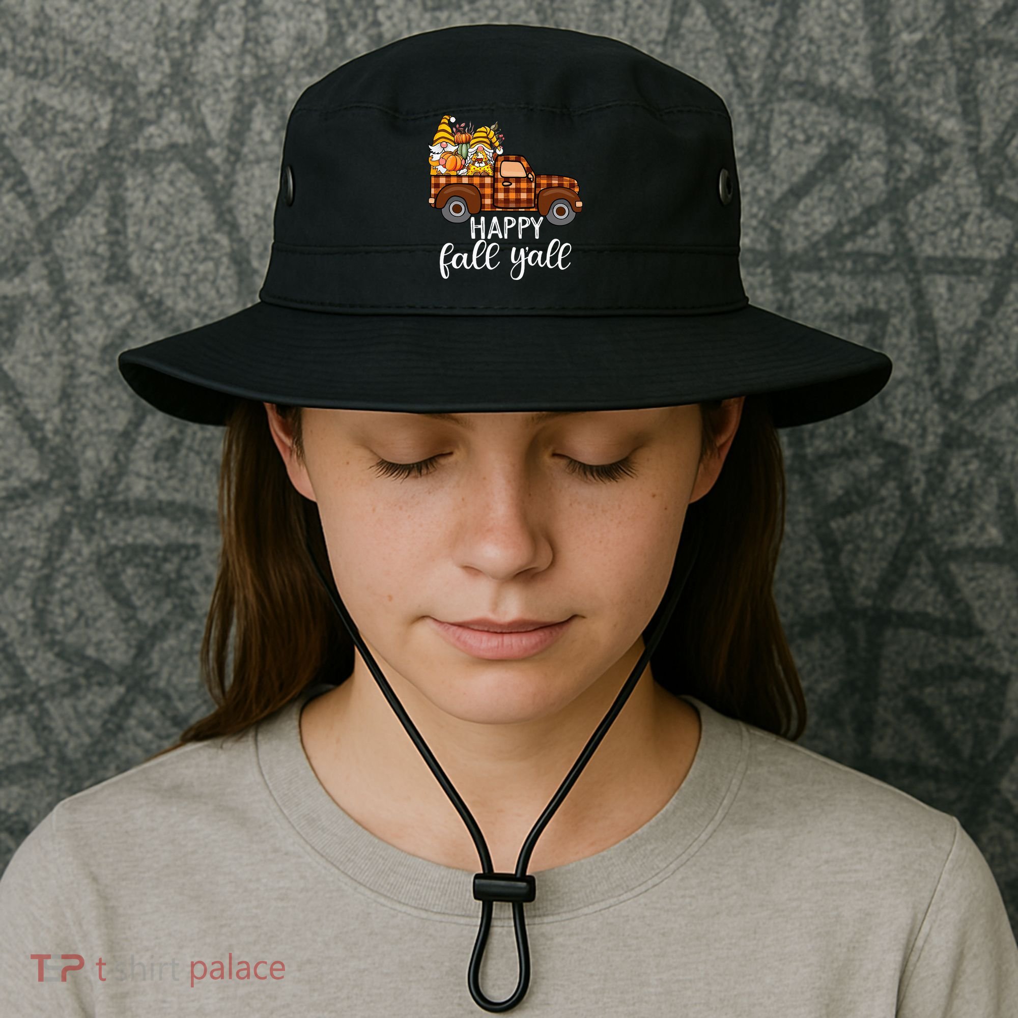 Gnomes Couple In Truck Pumpkin Spice Fall Yall Autumn Gnome Bucket Hat