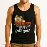 Gnomes Couple In Truck Pumpkin Spice Fall Yall Autumn Gnome Tank Top thumb 3